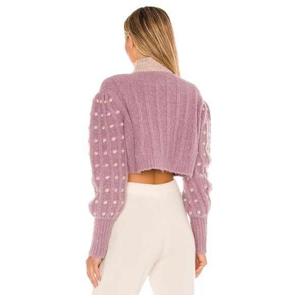 LoveShackFancy Jonae Cropped Mock Zip Up Sweater - Muscat Grape - Picture 2 of 12